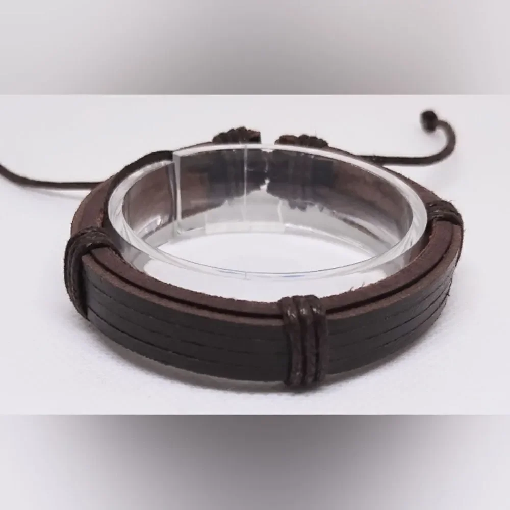 Men's bracelet leather brown new e27‎